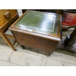 A Victorian mahogany box commode with liner with later green leather top