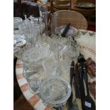 Various glass vases, assorted glassware,