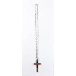 Scottish hardstone set silver cross pendant on a silver chain. Cross measures 6.