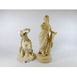 Two pieces of Victorian Parian ware depicting female forms,