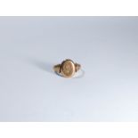 9ct rose gold signet ring, with inscription inside For Bessie, Chester hallmarks 1910, ring size R,