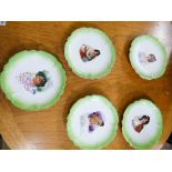 A set of five Limoges lady picture panel green bordered plates