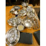 Two oval plated entree dishes,