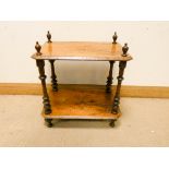 A two tier Victorian inlaid walnut whatnot 2' wide
