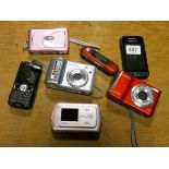 Various digital cameras, mobile phones etc,