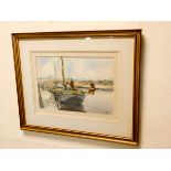A pair of watercolours of boating scenes, signed Peter Toms, in gilt frames,