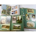 Two albums of English British postcards mostly topographical views together with a few comic