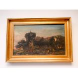 A oil painting of Old Chingford Church, dated 1973 in a gilt frame, 9.5" X 15.