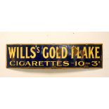 Pre-War enamel Will's gold flake cigarette sign 3' wide 9" high