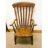 A high slat back Windsor elbow chair