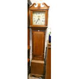 A 30 hour Grandfather clock with square painted dial in inlaid oak case