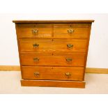 An Edwardian ash chest of three long and two short drawers 3'6 wide