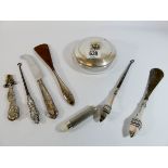 A collection of small silverware to include dressing table items,