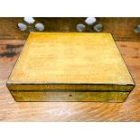 A Victorian decorative satinwood and pen work decorated box 10" x 8" and 3" deep