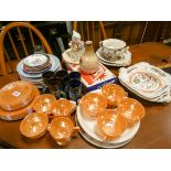 Fire King glass tea set, assorted plates, dinner ware,