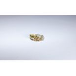 Modern tri-colour god diamond cluster dress ring, on 9ct gold shank,