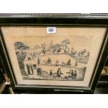 Hogarth framed print of various village people on horseback etc