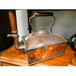 A Victorian square copper kettle