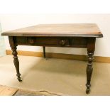 A Victorian mahogany dining table on turned legs 43" square