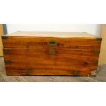 A partly brass bound camphor blanket chest,