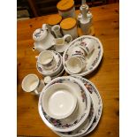 A Royal Doulton Autumn Glory pattern dinner and teaset with fruit decoration,