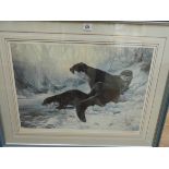 Dorothea Hyde signed limited edition print of fox cubs number 501/950 together with otters limited