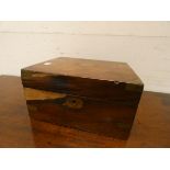 A small Victorian walnut brass bound writing box