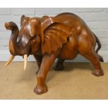 A carved African hardwood elephant 20" tall,