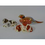 A group of three Royal Crown Derby paperweights, to include Pheasant,