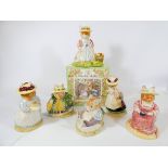 A collection of six Royal Doulton Brambly Hedge figurines: Mr Salt Apple, Mr Toad Flax,