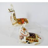 Royal Crown Derby Collectors Guild Llama paperweight and a Donkey paperweight