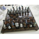 A Napoleonic chess set with board