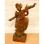 Thai carved wood dancer figure,