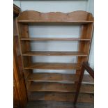 A pine open bookcase approx 7' tall,