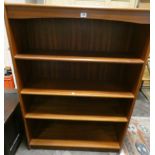 A modern teak open bookcase 3' wide