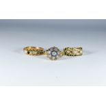 Three antique stone set rings,