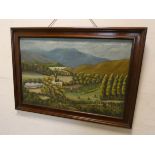 A pair of primitive oil paintings of landscape scenes