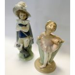 A Nao porcelain figurine of a ballerina and another of a boy