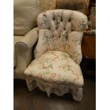 Floral buttoned upholstered occasional chair