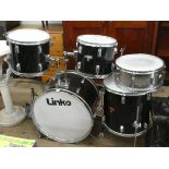 A Linko drum set to include five assorted drums,