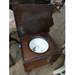 A Victorian mahogany box commode with liner with later green leather top