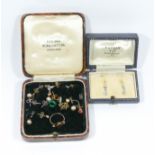 A pair vintage diamond drop earrings together with various other pairs of gem set and paste
