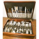 A canteen of plated cutlery in mahogany case