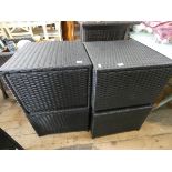 Four rattan style cube side tables