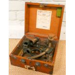 Brass admiralty Sextant in mahogany case by J Parkes & Son, Liverpool, label to lid by Husun,