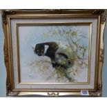Tony Forrest original oil on canvas depiction of a lemur, signed,