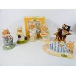 A collection of six Royal Doulton Brambly Hedge figurines: Wilfred Toad Flax, Mrs Toad Flax,