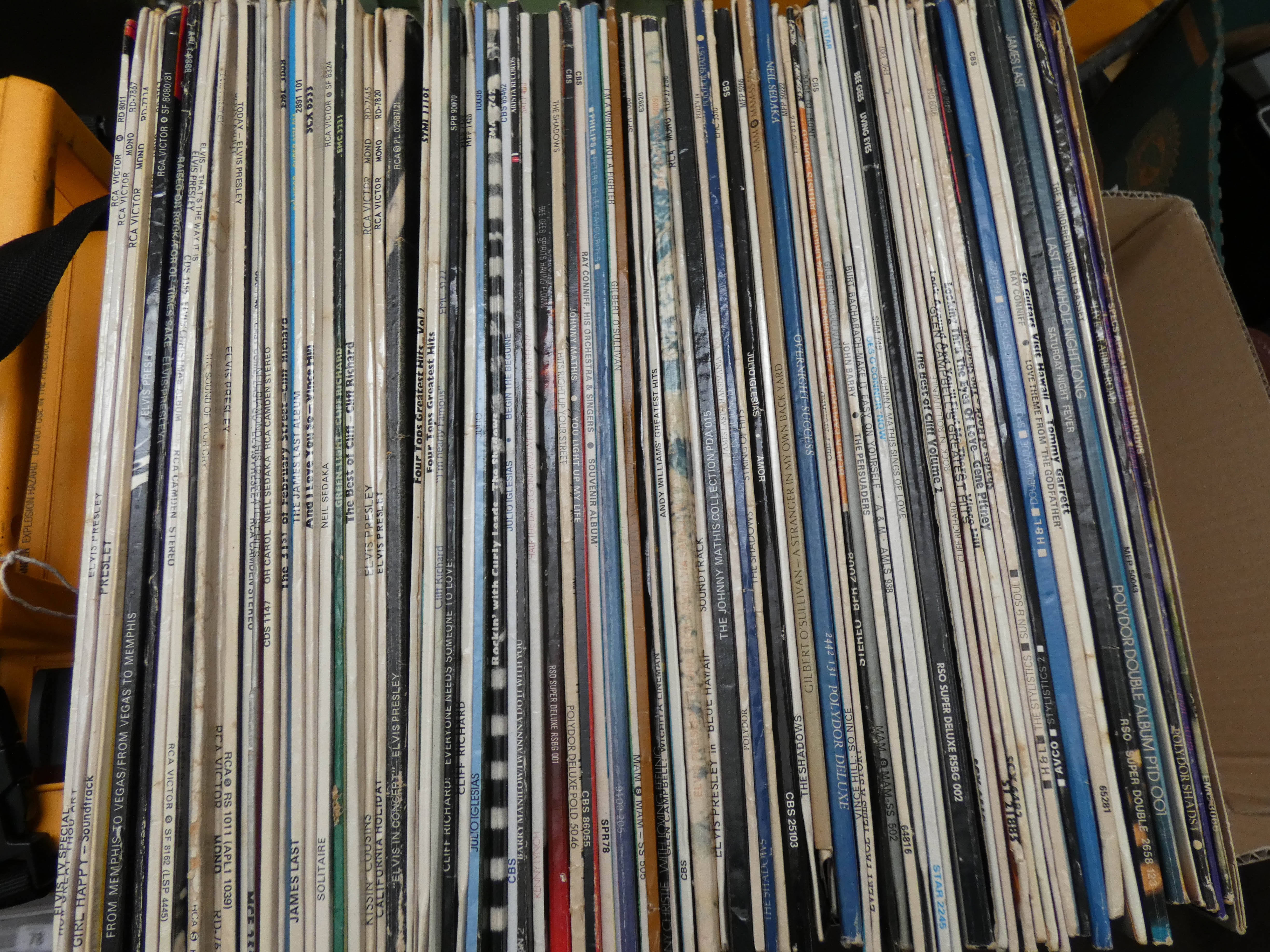A large box of LP vinyl records including Elvis, Cliff Richards, - Image 2 of 3