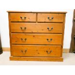 A late Victorian striped pine chest of three long and two short drawers 3'6 wide