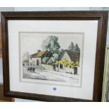 Two matching watercolours of old French street scenes signed Desral,